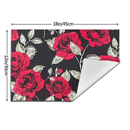Sets de table lavables roses rouges pour protéger la table des taches - 4