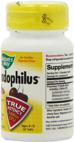 Nature's Way Primadophilus Kids 3 Billion Cfu, 30 Cherry Flavored Chews, For Kids Ages 2-12, Pack Of 2 #TOP2