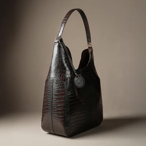 Image of Theater Fudge Shoulder Bag for Women | Structured Faux Leather & Faux Suede Hobo Tote with Magnetic Closure | Spacious Everyday Handbag with Internal Zip Pocket