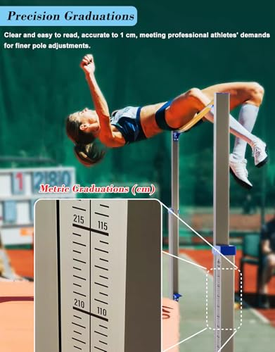 Stojak do skoku wzwyż do ćwiczeń lekkoatletycznych, wytrzymały stojak treningowy do skoku wzwyż/tyczka pomiarowa, odpowiedni do szkół.