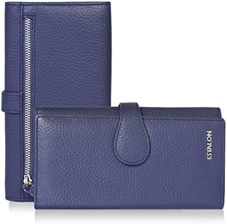 ESTALON Leather Wallets for Women - RFID Blocking Checkbook Wallet with 11 Card Slots (Patrician, 7.6X4X0.8)
