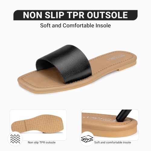 Image of FITORY Womens Slide Sandals Dressy Flat Comfortable Slippers for Summer