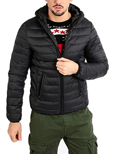 Doudoune veste homme Evoga XXXXL : oubliez le froid avec ce blouson bomber noir à capuche