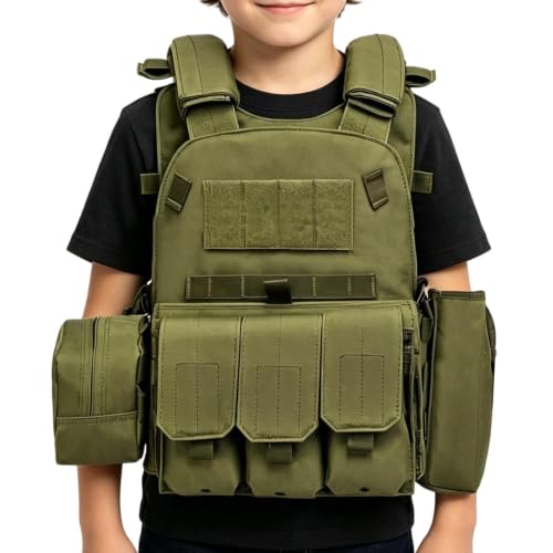 Youth Fishing Vest Adjustable Multiple Pouches Protective Gear