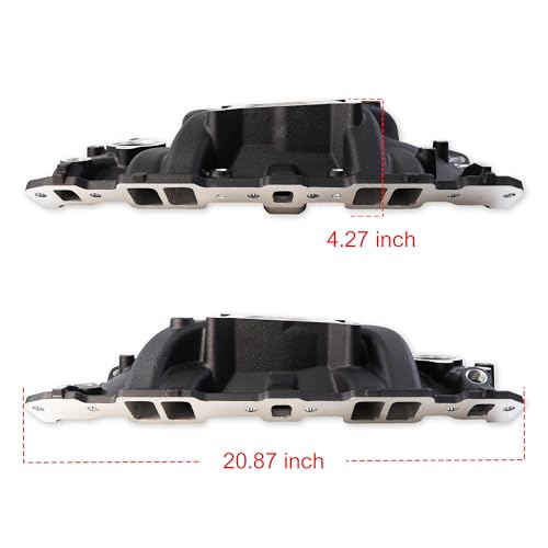 Image of 2701 EPS Dual Plane Intake Manifold for SBC 262-400 V8 Black | Compatible with Chevy Small Block 305 327 350 383 1955-1986 Idle-5,500 RPM Cast Aluminum Square Bore