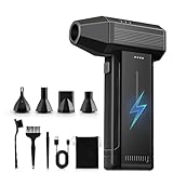 GARAID Soplador de Aire Potente con Luz LED, 6000 mAh 3 Velocidades 150000 RPM Soplador de Aire Comprimido Limpieza PC, Aire Comprimido Eléctrico Portátil Air Duster para Laptop, Coches, Sofás (negro)