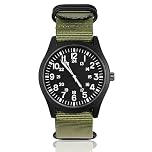 Vicloon Military Analogue Quartz Watch - Glow in The Dark Field Outdoor Sport Mens Wristwatch With Nylon Strap - Army Tactical Sports Minimalist (Green)