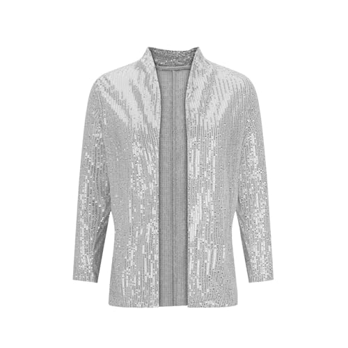 Sparkly Sequin Blazer Women Casual Long Sleeve Glitter Party Shiny Lapel Coat Lightweight Open Front Dress Suit Jacket2