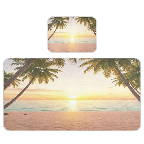 Takiito Tropical Beach with Palm Trees Baby Cooling Mattress Pad, Soft & Breathable Cooling Mat Keep Baby Cool in Summer 28x52 in, Nursery Essential