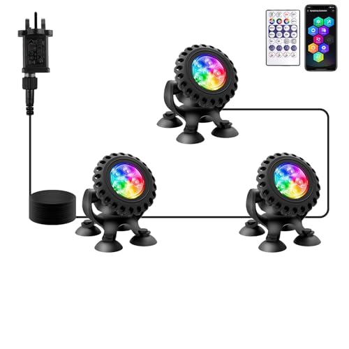 NATPOW Pond Lights, RGB Underwater Spotlights Mains Powered Aquarium Lights