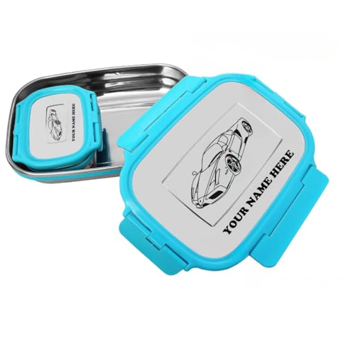 Image of ncgifts Personalized Tiffin | Customized Lunch Box | Personalized Stainless Steel Tiffin Box | Your Child's Name and Favourite Character Engraved | for Scholl Students (Sky Blue)