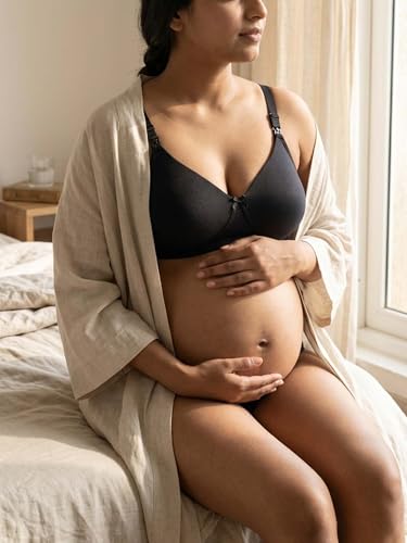 Image of Inner Sense Organic Cotton Bamboo Nursing Bra for Women I High Coverage Feeding Bra I Lightly Padded Maternity Wear with Wirefree Design and Thin Strap Sling