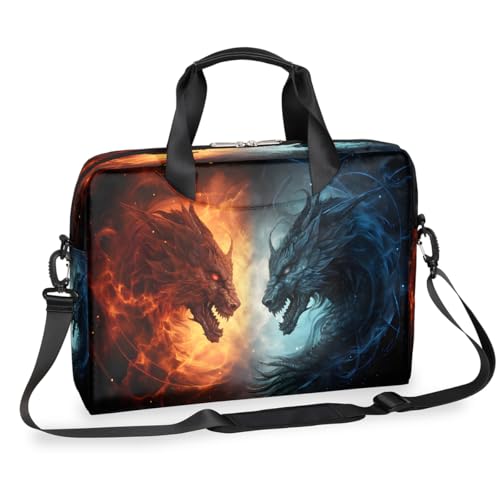 Bolso para laptop rojo azul con diseño dragón 15.6 in