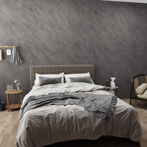 JSEVEM 40CM×3M Extra Thick Dark Grey Concrete Wallpaper Peel and Stick Waterproof Darker Gray Concrete Contact Paper Vinyl Matte Textured Adhesive Furniture Stickers for Kitchen Cabinets Worktop Table