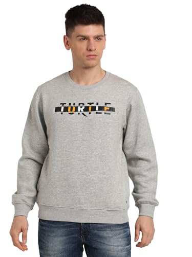 Sweat-shirt en coton gris chiné à manches longues parfait pour le week-end