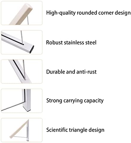 Tengs Folding Wall Hanger, Wall Mounted Clothes Rail, Multifunctional Portable Clothes Storage Organiser, Space Saving Clothes Wall Hanger for Balcony Bathroom Bedroom Laundry Off-White * 1 Pack