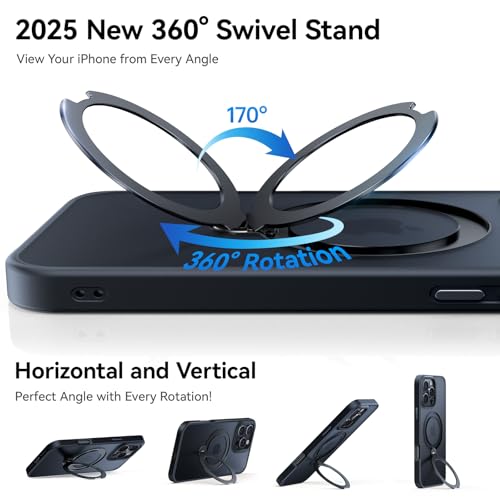 Image of for iPhone 16 Pro Max Case 360Spin Magnetic Stand, Fit for MagSafe, Shockproof of Military-Grade Protection, Magnetic Phone Case for iPhone 16 Pro Max with Kickstand Rotatable 6.9 inch, Black
