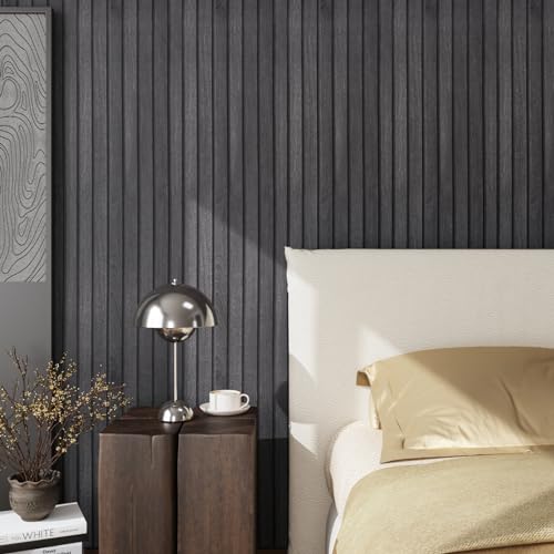 CRE8TIVE Dark Grey Wooded Slats Wallpaper Wood Look Contact Paper Peel and Stick 12"x354" Rustic Faux Wood Stripe Wallpaper Removable Self Adhesive Dark Wood Contact Paper for Cabinets Walls Kitchen by CRE8TIVE - Used condition - Image 4