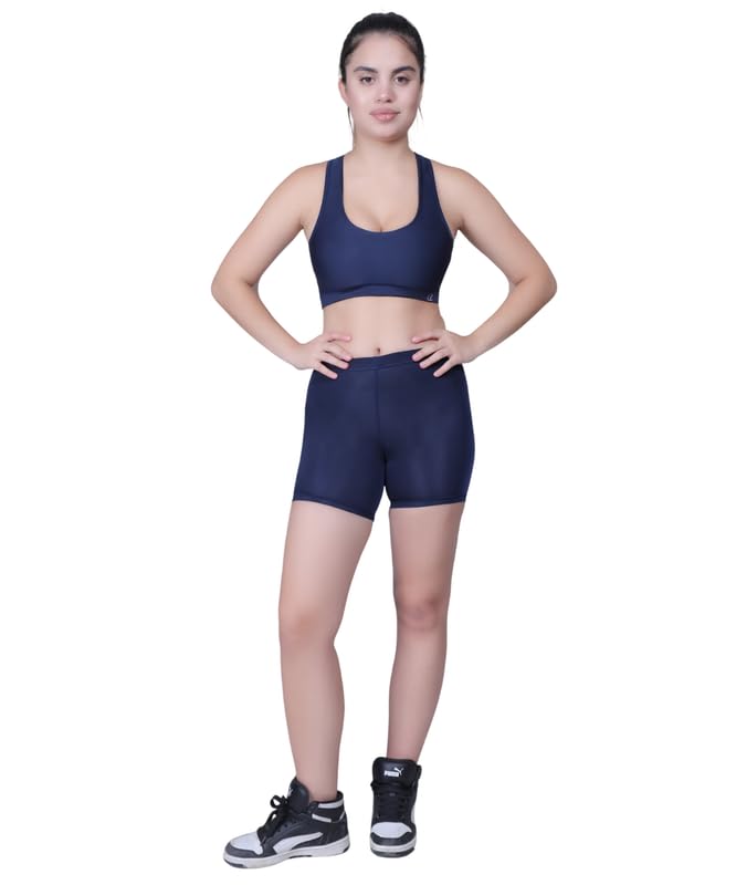 GZ Women Active Gym Wear Set | High Waist Shorts & Flex Sports Bra | Comfortable Stretch Yoga, Fitness & Sportswear (Blue)-image-19
