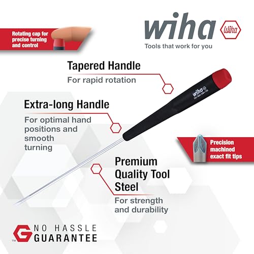 Image of Wiha 26092 Slotted and Phillips Screwdriver Set with Precision Handle, Long, 7 Piece | Long, 7 Piece