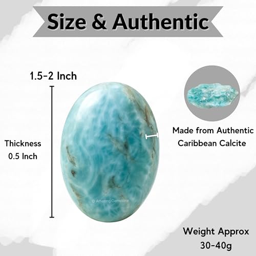 Image of Amazing Gemstone Caribbean Calcite Crystals and Healing Stones - Large Palm Stone Piedra for Good Luck, Balanced Positive Energy, Meditation - Unique Stocking Stuffers, Birthday Gifts