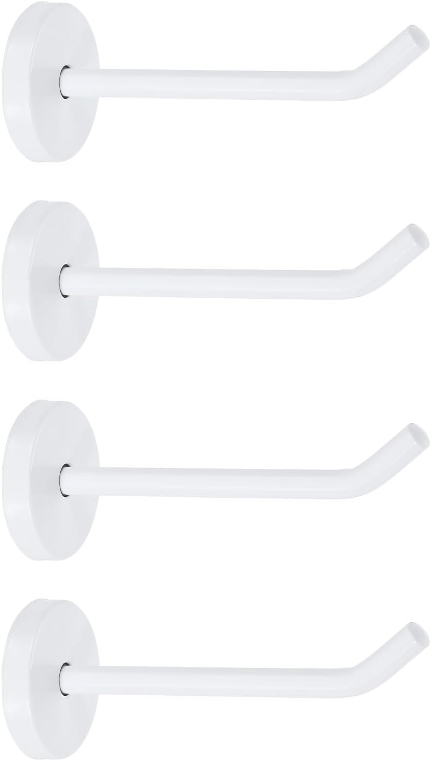 4Pcs 4 Inch Coat Hooks, Stainless Steel Long Nose Wall Mount Hook, Robe Towel Hangers with Screws for Livingroom Bathroom Closets and Wardrobe, White