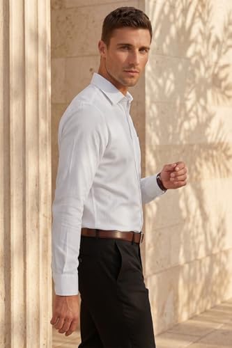 Image of Louis Philippe Men's Slim Fit Easy to Iron Everyday wear Premium Cotton Full Sleeve Textured Formal Shirt