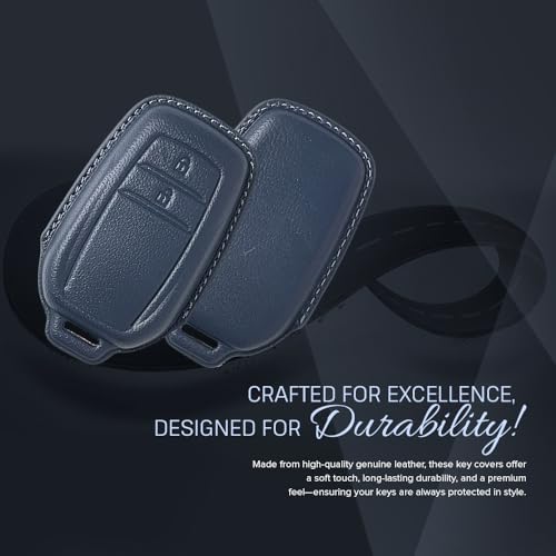 Image of keyzone Royal Leather Key Cover with Strap fit for Toyota Innova Crysta, Innova HyCross, Hilux, 2-Button Smart Key