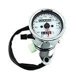 Condición: 100% nuevo Universal motocicleta 12 V LED KM/H odómetro velocímetro manómetro Cafe Racer Dirt Bike para Harley Honda Kawasaki Yamaha Suzuki (cromo)