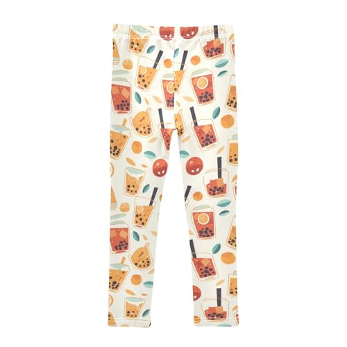 KLL Bubble Tea Pattern Toddler Girl Athletic Leggings Stretchy Full Length Athleisure Pants Running2