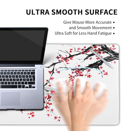 Image of Cherry Blossom Sakura Gaming Mouse Pad 31.5x11.8inch with Stitched Edges Extended Waterproof Desk Pads Non-Slip Rubber Base Large Keyboard Mat Computer Gaming Mousepad for Work /Office /Home (Eight)