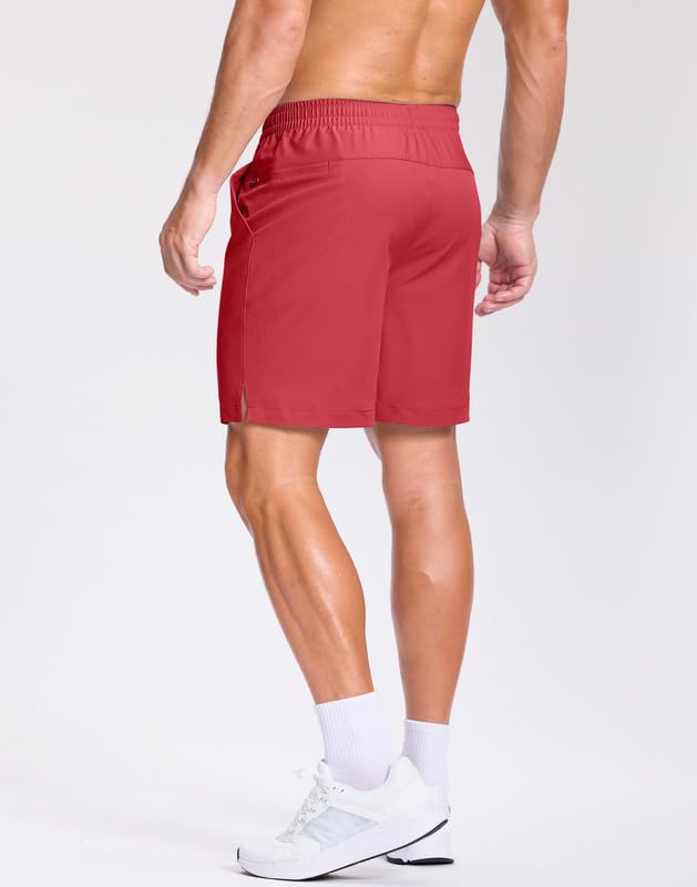 Image of GGJ Men's Lightweight Athletic Shorts with 2 Zipper Pockets 7 inch /9 inch /5 inch Gym Workout Running Quick Dry Tennis Shorts for Men