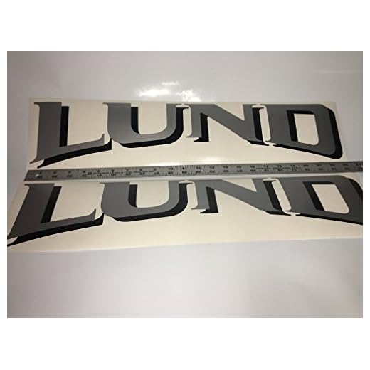 Lund Boat Decals Set of Two Silver 23 inches Wide by 5 inches Silver Black Shadowed Ships Priority