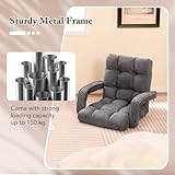 COSTWAY Floor Sofa Chair, 6-Position Adjustable Lazy Sofa Bed with Armrests, Metal Frame Single Padded Lounge Sleeper Recliner Floor Chair Seat for Meditation, Gaming and Reading (Grey) - Image 7