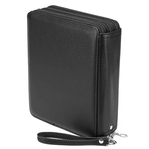 Image of YOUNGCOL Deluxe PU Leather Colored Pencil Case - 120 Slots Pencil Holder with Handle Strap Large Capacity Pencils Box