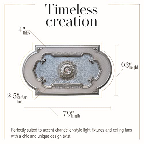Image of Rectangular Ceiling Medallion or Fan Medallion, 94 Inches, Champagne Silver