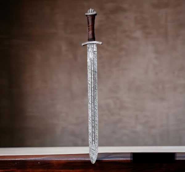 Miniatura 9 de Espada de acero de Damasco forjada a mano personalizada Espada de daga suiza Viking Gladius Espada de doble filo Espada de Gladiador de sangre