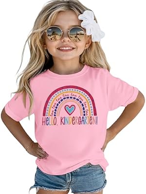 GLIGLITTR Kindergarten Shirt for Girls - Cute Rainbow First Day of Kindergarten Toddler T-Shirt Outf...