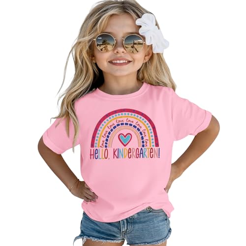 GLIGLITTR Kindergarten Shirt for Girls - Cute Rainbow First Day of Kindergarten Toddler T-Shirt Outfit