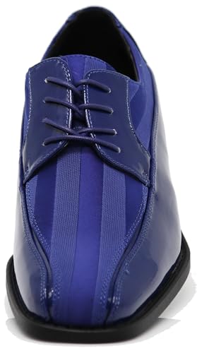 Image of BMY Men's Striped Satin Matching Patent Upper Oxfords Formal Dress Shoes