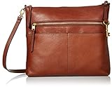 Fossil Women's Fiona Leather Large Crossbody Purse Handbag, Brown