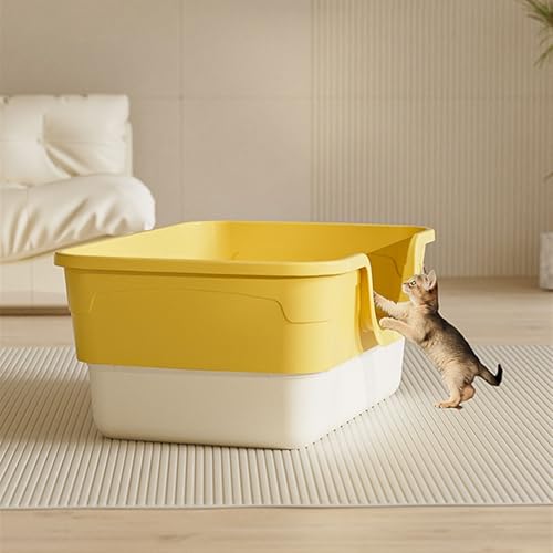 Arenero abierto para gatos, fácil de limpiar, rosa miniatura 5