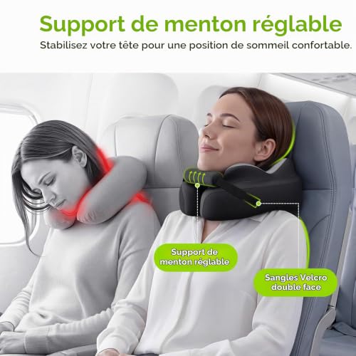 Coussin De Voyage Avion : AUVON Coussin de Voyage avec Support Menton pour Confort de Sommeil O... – Image 3