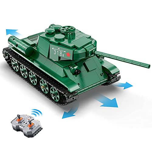 Technik Panzer Ferngesteuert mit Motor Set, 722 Fliesen Militär Sowjetisch T-34 Medium Tank Modellbausatz, WW2 Panzer… – Bild 4