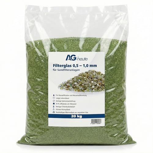 A&G-heute Glasfiltersand 20kg feine Körnung 0 5-1 0 mm | Für Poolfilter Teichfilter und Aquarien | Wasseraufbereitung durch Sandfilter