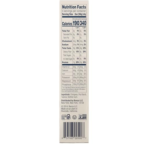 Image of BANZA Chickpea Pasta, Penne - Gluten Free Healthy Pasta, High Protein, Lower Carb and Non-GMO, 8 Ounce (Pack of 6) (PAS101)