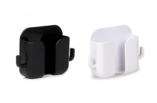 EDNITA Premium Multi-Functional Wall Mobile Phone Holder | Sticky Stand for Charging & Storage | Self-Adhesive Wall Phone Holder with Hook | Bedroom, Office & Other (Multi Color With Hook - Pack Of 2)