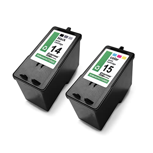 Eurotone Jeu de 2 Cartouches d'encre compatibles pour Lexmark 14XL 18C2080E 15XL 18C2110E remplace X2600 X2620 X2630 X2650 X2670 - 1x Noir & 1x Couleur