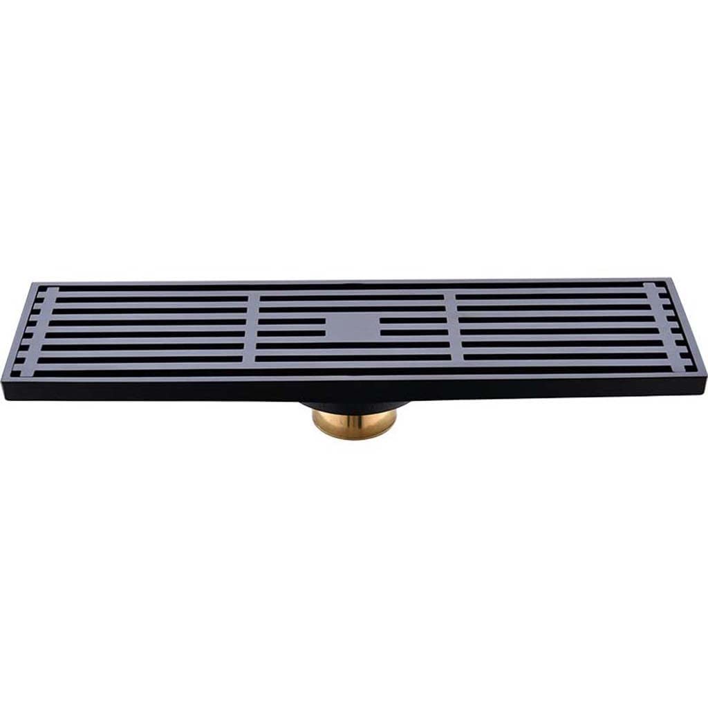 Siphon de sol cabine de douche longue bande noir 30 cm rectangulaire