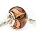 Beadaholique Murano Style Glass Lampwork Pandora Compatible Beads, 14mm, Amber with Red Green Chevron
